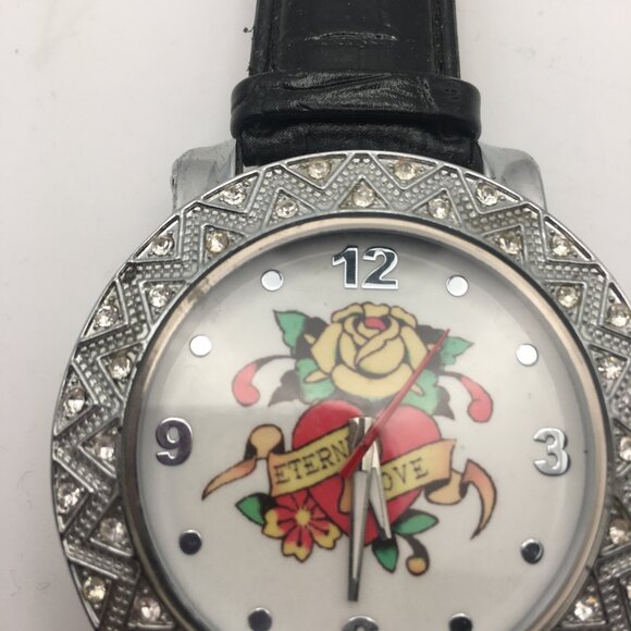 Eternal Love Hardy Style Women's Watch Rhinestone Yellow Rose Heart Japan - Picture 5 of 13